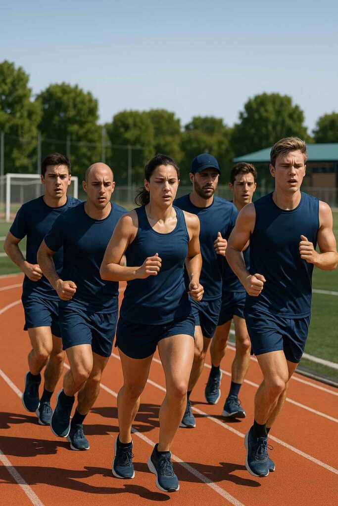 Grupo en carrera entrenando policia nacional