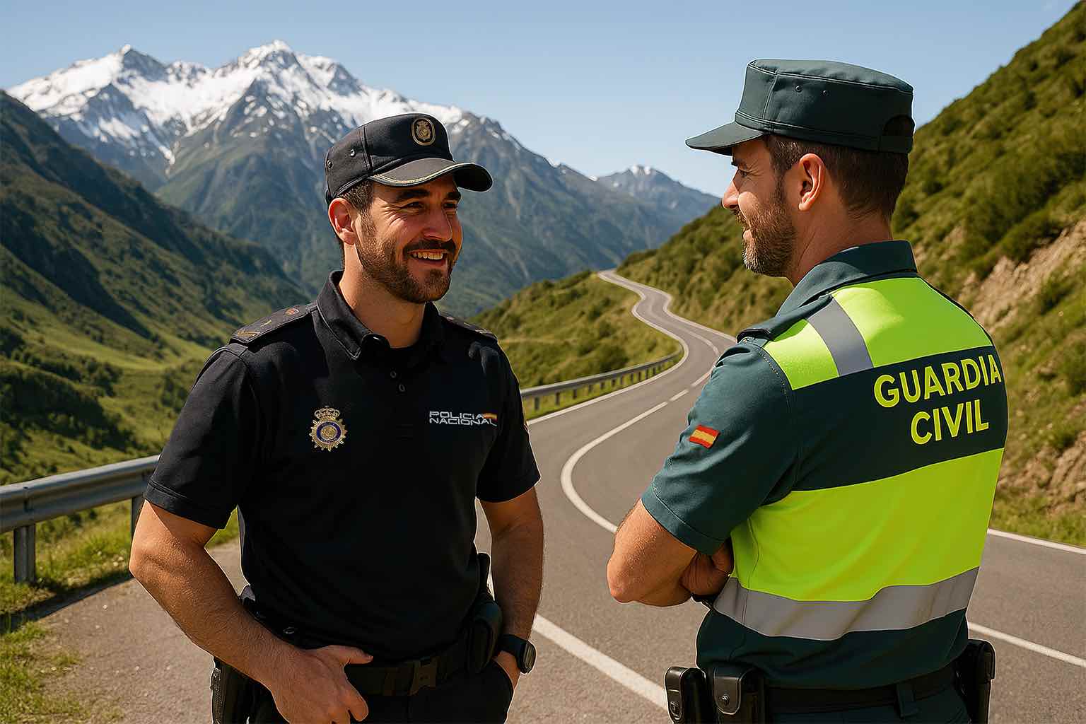 Guardia Civil y Policía Nacional en la carretera