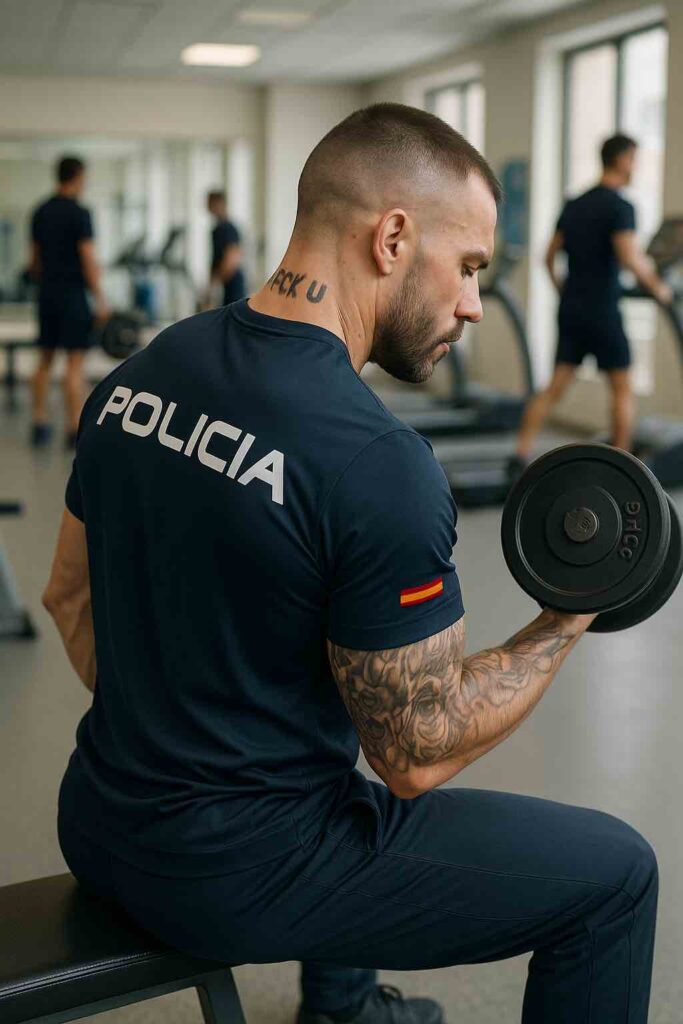Policía haciendo ejercicio tatuaje
