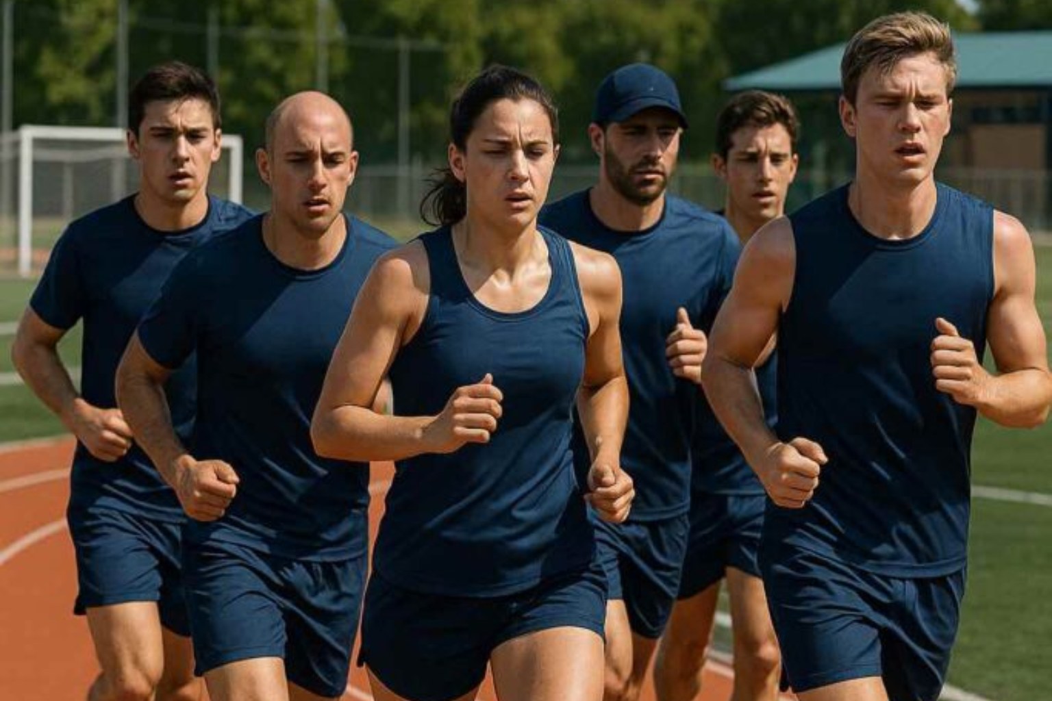 Grupo en carrera entrenando Policía Nacional